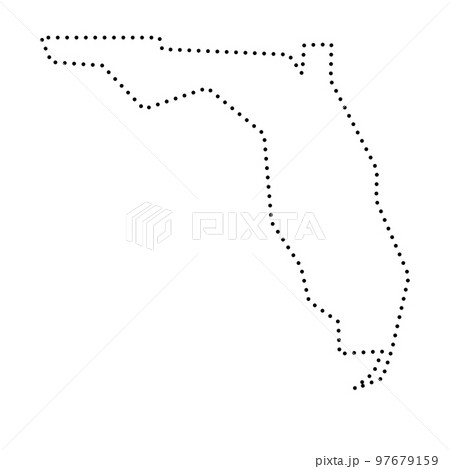 Florida state of United States of America, USA. Simplified thick black outline map. Simple flat vector illustration 97679159