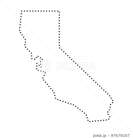 California state of United States of America, USA. Simplified thick black outline map. Simple flat vector illustration 97679207