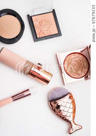 Set of luxury cosmetics for fashion make up  on white  background 97679235