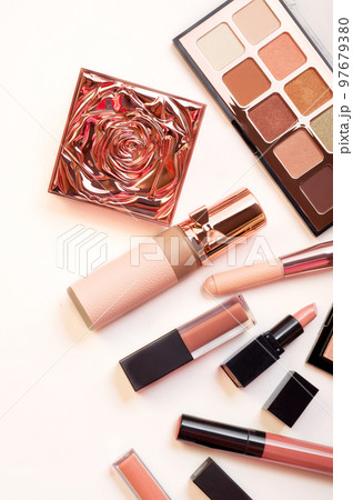 Set of luxury beautiful cosmetics for fashion make up on white background Set of luxury beautiful cosmetics for fashion make up on white background 97679380