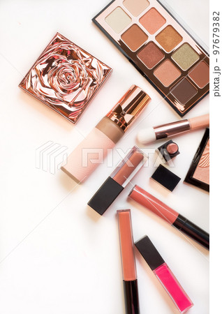 Set of luxury beautiful cosmetics for fashion make up  on white  background 97679382