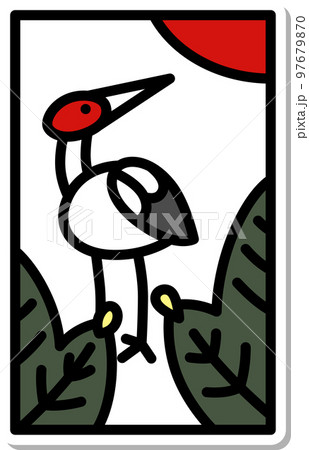 ステッカー風ミニ花札 睦月 松 鶴 1月 松に鶴 ステッカー風ミニ花札 睦月 松 鶴 1月 松に鶴 97679870