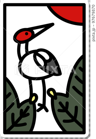 ステッカー風ミニ花札 睦月 松 鶴 1月 松に鶴 ステッカー風ミニ花札 睦月 松 鶴 1月 松に鶴 97679870