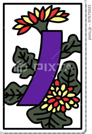 貼紙式簡約花札長月菊藍短九月菊藍短 97679885