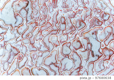 Close up abstract macro texture of travertine in Pamukkale 97680638