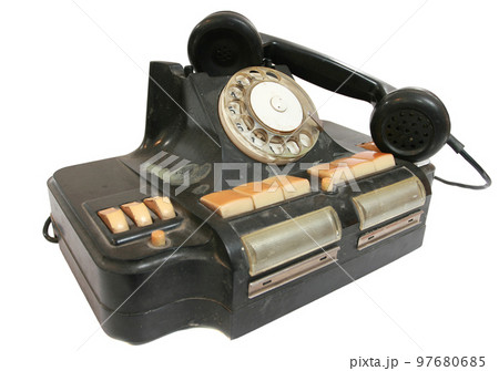 Old grunge vintage Dial Phone on white isolated Old grunge vintage Dial Phone on white isolated 97680685