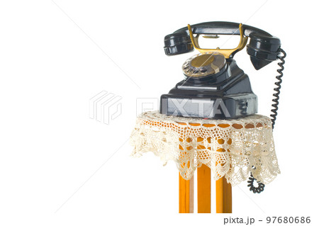 Old grunge vintage Dial Phone on white isolated Old grunge vintage Dial Phone on white isolated 97680686