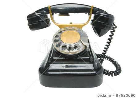 Old grunge vintage Dial Phone on white isolated Old grunge vintage Dial Phone on white isolated 97680690