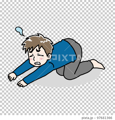 Illustration of a man who is unmotivated and dull Illustration of a man who is unmotivated and dull 97681366