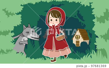 森の中を歩く赤ずきん 97681369