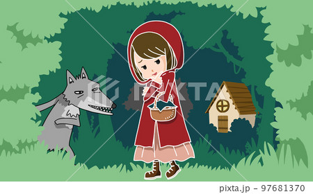 森の中を歩く赤ずきんちゃん 森の中を歩く赤ずきんちゃん 97681370