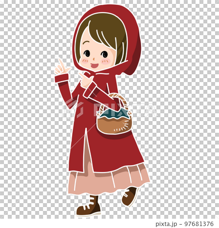 笑顔で指差す赤ずきん 97681376