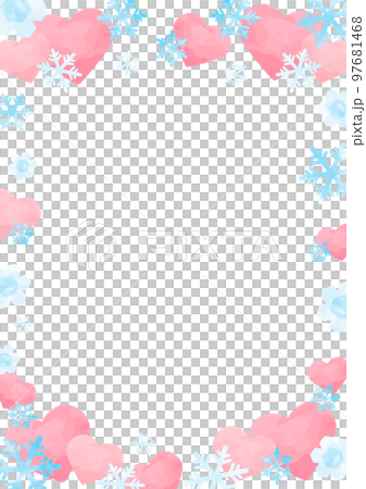 Snowflake and pink heart frame_vertical Snowflake and pink heart frame_vertical 97681468