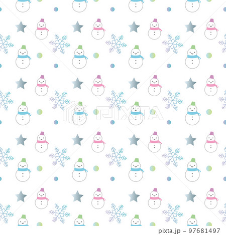 雪だるまと雪の結晶パターン 97681497