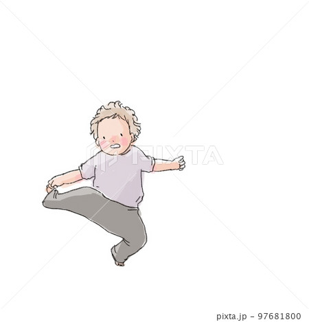 仰向けに寝転んで足を掴む赤ちゃん 仰向けに寝転んで足を掴む赤ちゃん 97681800