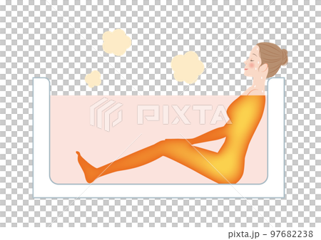 入浴で全身温まる女性 入浴で全身温まる女性 97682238