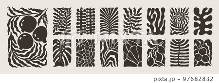 Abstract Matisse Floral Posters Set. Modern Botanical Background in Minimal Style. Trendy Groovy Vector Illustration Abstract Matisse Floral Posters Set. Modern Botanical Background in Minimal Style. Trendy Groovy Vector Illustration 97682832