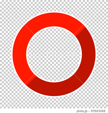 ツートンカラーのマルマーク　赤　白フチあり 97683088