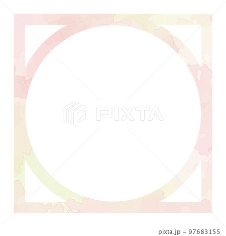水彩のシンプルな四角と丸のフレーム　枠 97683155