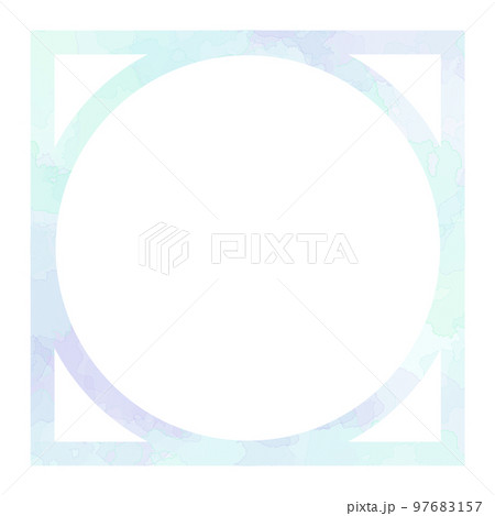 水彩のシンプルな四角と丸のフレーム　枠 97683157