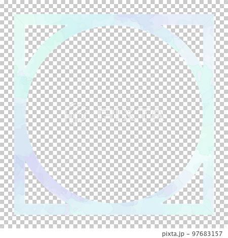 水彩のシンプルな四角と丸のフレーム　枠 97683157