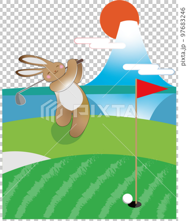 New Year's card rabbit golf - Stock Illustration [97683246] - PIXTA