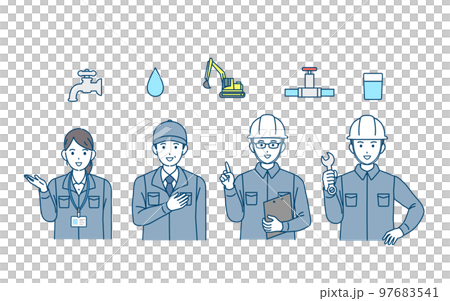 水管工、水務局工作人員、承包商的插圖 97683541
