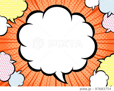 アメコミ風 集中線 吹き出しフレーム オレンジ色 吹き出し2 イラスト アメコミ風 集中線 吹き出しフレーム オレンジ色 吹き出し2 イラスト 97683754
