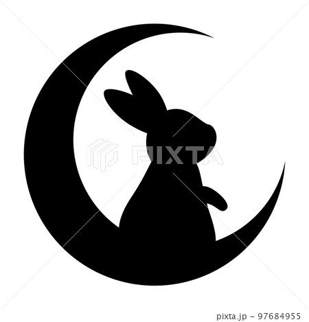 月とうさぎのシルエットイラスト 月とうさぎのシルエットイラスト 97684955
