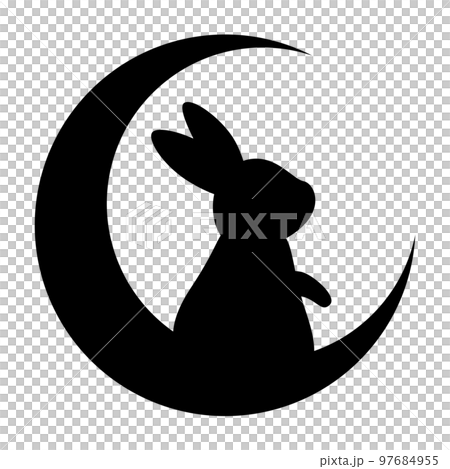 月とうさぎのシルエットイラスト 月とうさぎのシルエットイラスト 97684955