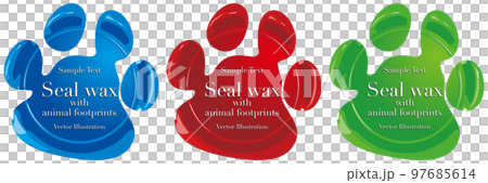 Sealing wax emblem in the shape of a small animal's footprint sample letter vector illustration 97685614