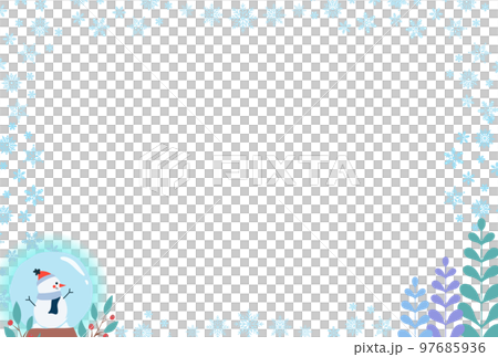 冬のイメージ雪の結晶フレームポストカード 冬のイメージ雪の結晶フレームポストカード 97685936
