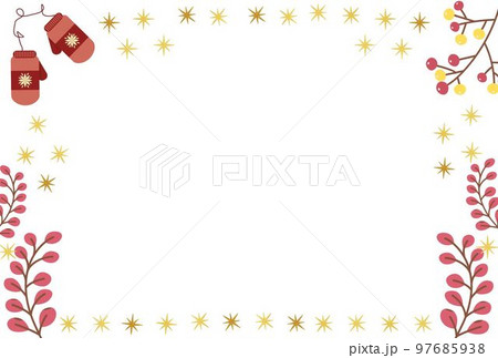 冬のイメージ手袋のフレームポストカード 冬のイメージ手袋のフレームポストカード 97685938