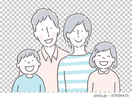 Smiling family of four Smiling family of four 97686435