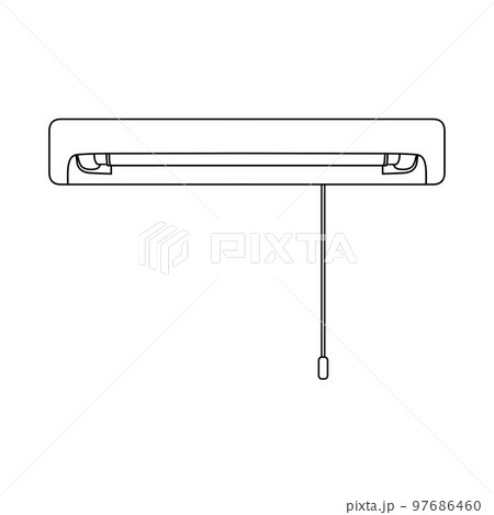 引きひもスイッチの照明器具（直管蛍光灯）の線画のイラスト素材