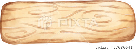 cute watercolour wood sign board cartoon painting 97686641