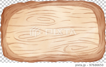 cute watercolour wood sign board cartoon painting 97686650