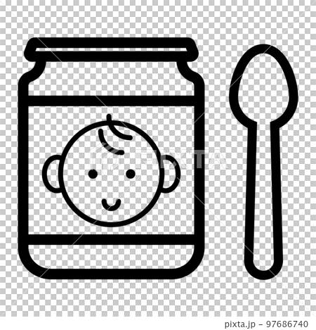 這是嬰兒食品圖標的插圖。 這是嬰兒食品圖標的插圖。 97686740