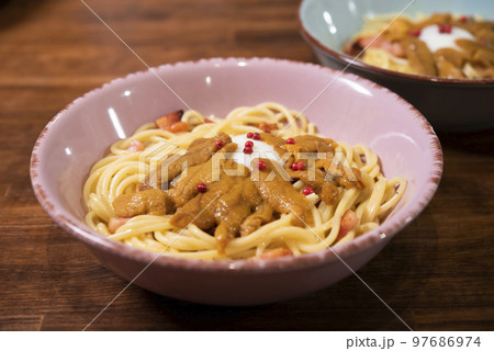 日本の食卓,うにクリームパスタ 日本の食卓,うにクリームパスタ 97686974