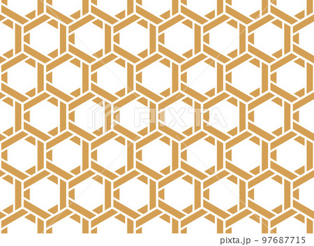 Abstract geometric pattern. A seamless vector background. White and gold ornament. Graphic modern pattern. Simple lattice graphic design Abstract geometric pattern. A seamless vector background. White and gold ornament. Graphic modern pattern. Simple lattice graphic design 97687715