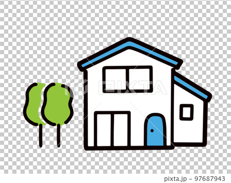 Simple two-story house exterior (vector) 97687943