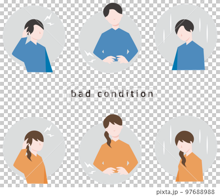体調が悪い女性と男性のイラストセット 97688988