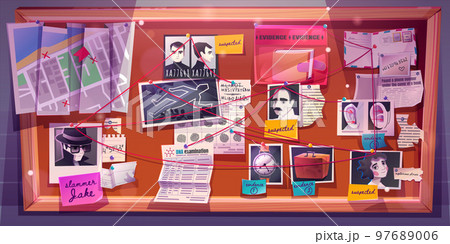 Detective board for crime investigation evidence 97689006