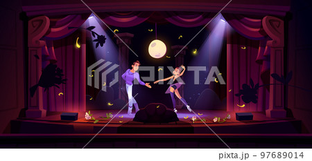 Ballet dancers take bow on theater stage 97689014