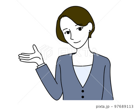 案内をするスーツを着た綺麗な女性のイラスト 案内をするスーツを着た綺麗な女性のイラスト 97689113
