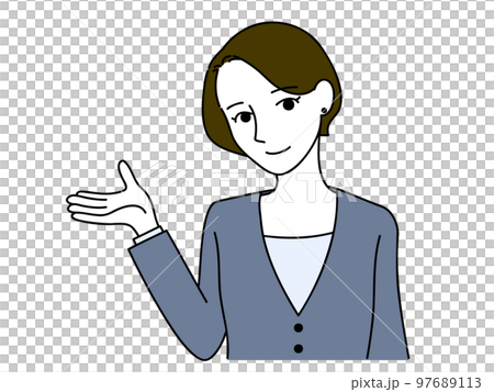Illustration of a beautiful woman in a suit giving guidance Illustration of a beautiful woman in a suit giving guidance 97689113