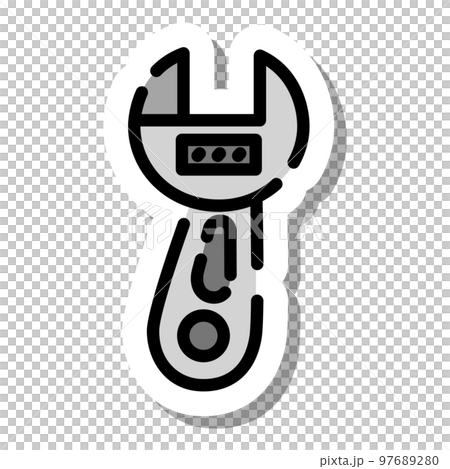 Sticker style dotted line icon wrench 97689280