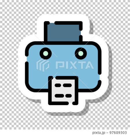 Sticker style dotted line icon printing press 97689303