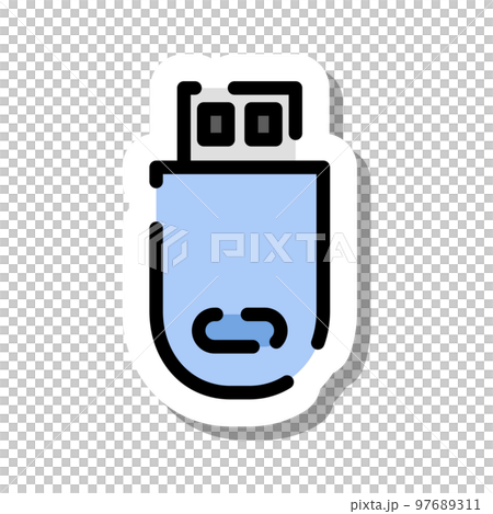 貼紙樣式虛線圖標 USB 貼紙樣式虛線圖標 USB 97689311