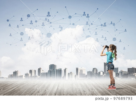 Concept of social wireless connection and internet use for communication by children 97689793